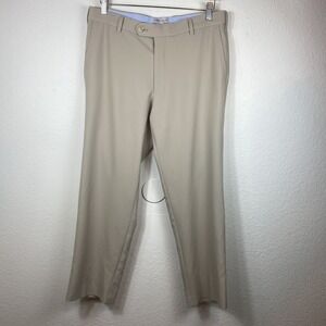 Peter Millar Durham High Drape Performance Pants Men's Sz 32/34 Beige Golf Chino